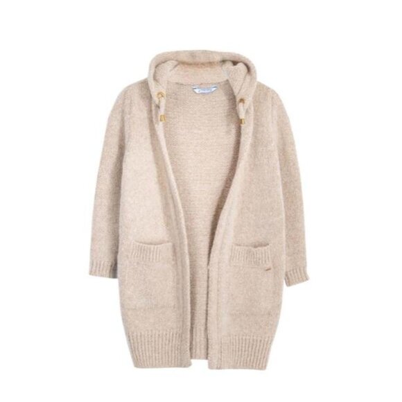 Mayoral Other - Size 10 Girls Mayoral Cream Long Wool Blend Hooded Cardigan Sweater Coat